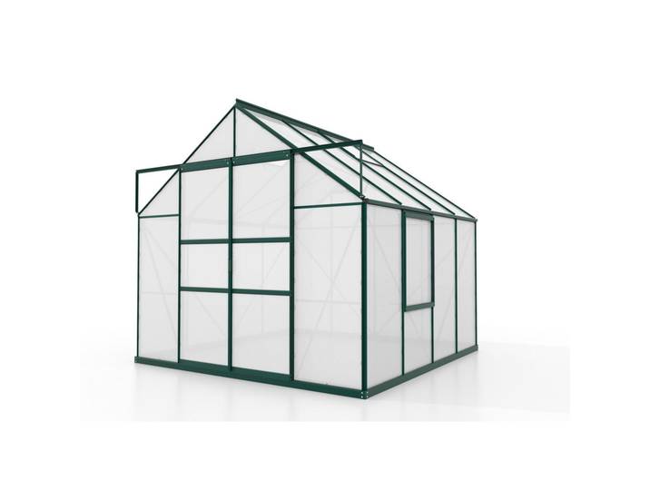 Gewächshausbausatz Meridian 2 6700 HKP6mm, smaragd Set, Smaragdgrün, Metall, Kunststoff, 257x231.8x258 cm, Gartenzubehör, Gartenhäuser & Gewächshäuser