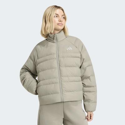Outdoorjacke ADIDAS SPORTSWEAR "W ESS SD LT P J", Damen, Gr. XXL, beige (silber pebble), Obermaterial: 100% Polyester, Jacken Outdoorjacke