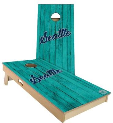 Skip's Garage Seattle Vintage Baseball Outdoor Cornhole Board Set