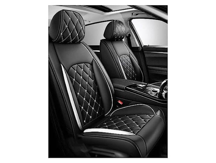 XINYUNFEI Auto Leder Sitzbezüge Sets für Opel/Vauxhall Astra K 2015-2021, Leder Autositzbezug, Aus Premium Leder + Einzigartigem Design 2-Sitzer Sitzbezüge(White)