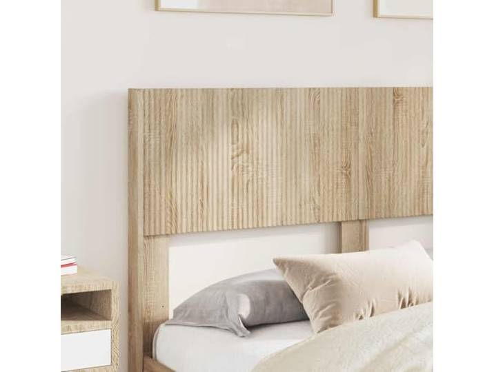 SKTQYQO Doppelbett mit Stauraum Sonoma Eiche Technisches Holz, Lattenrost, modernes Design, mit Kopfteil
