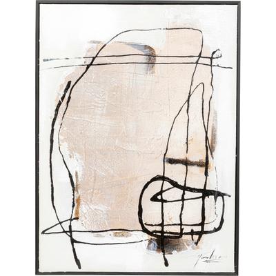 Bild mit Rahmen KARE DESIGN "Gerahmtes Bild Dust 55x75cm", beige (farbe bild(er): beige), B:55cm H:75cm T:5cm, Acrylfarbe, Baumwolle, Massivholz, Bilder