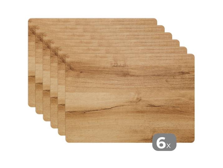 PLATZSETS 6er-Set Holzoptik - Braun - Holz 45x30 cm Tischset
