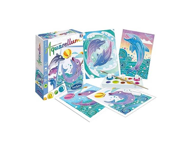 Sentosphere 3906000 Aquarellum Mini, Aquarell Malset für Kinder, Delfine, Bastelset, Kreativ-Set, DIY, Bunt