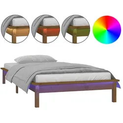 vidaXL Massivholzbett mit LED-Beleuchtung Honigbraun 100x200 cm