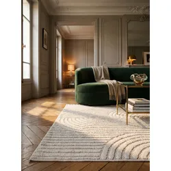 Flachgewebe-Teppich Hoch-Tief-Bögen Creme 120x170 cm Hoch-Tief Bögen