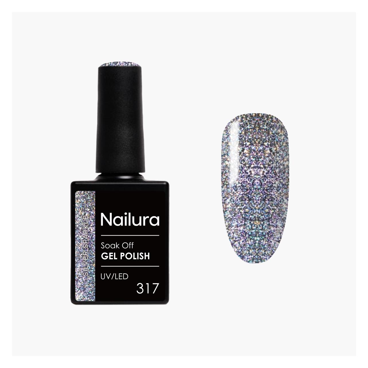 Nailura - Gel Polish 317 - Silver Sparkle - 10 ml (Silberglitzer, Silver Sparkle, Gel-Effekt Nagellack) (70336)