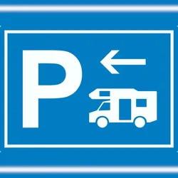 HB-Druck Wohnmobil Parkplatz Aufkleber mit Richtungspfeil links waagerecht A1 (594x841mm)