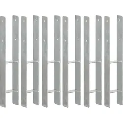 vidaXL Pfostenträger 6 Stk. Silbern 9×6×60 cm Verzinkter Stahl