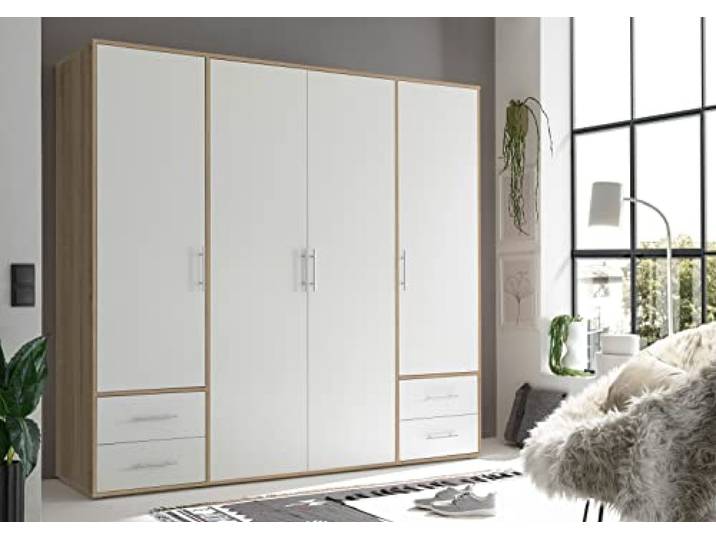 möbelando Kleiderschrank >Valencia< (BxHxT: 206x195x60 cm) in Sonoma Eiche/Weiß