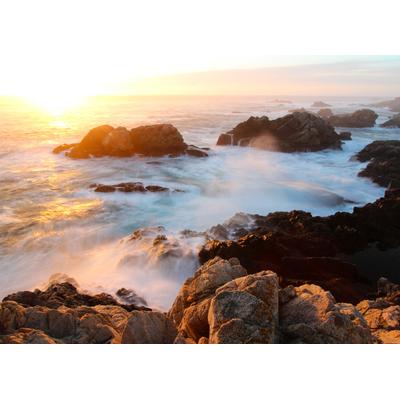 Fototapete PAPERMOON "Sunset on Big Sur Coast", bunt, B:3,5m L:2,6m, Vlies, Tapeten