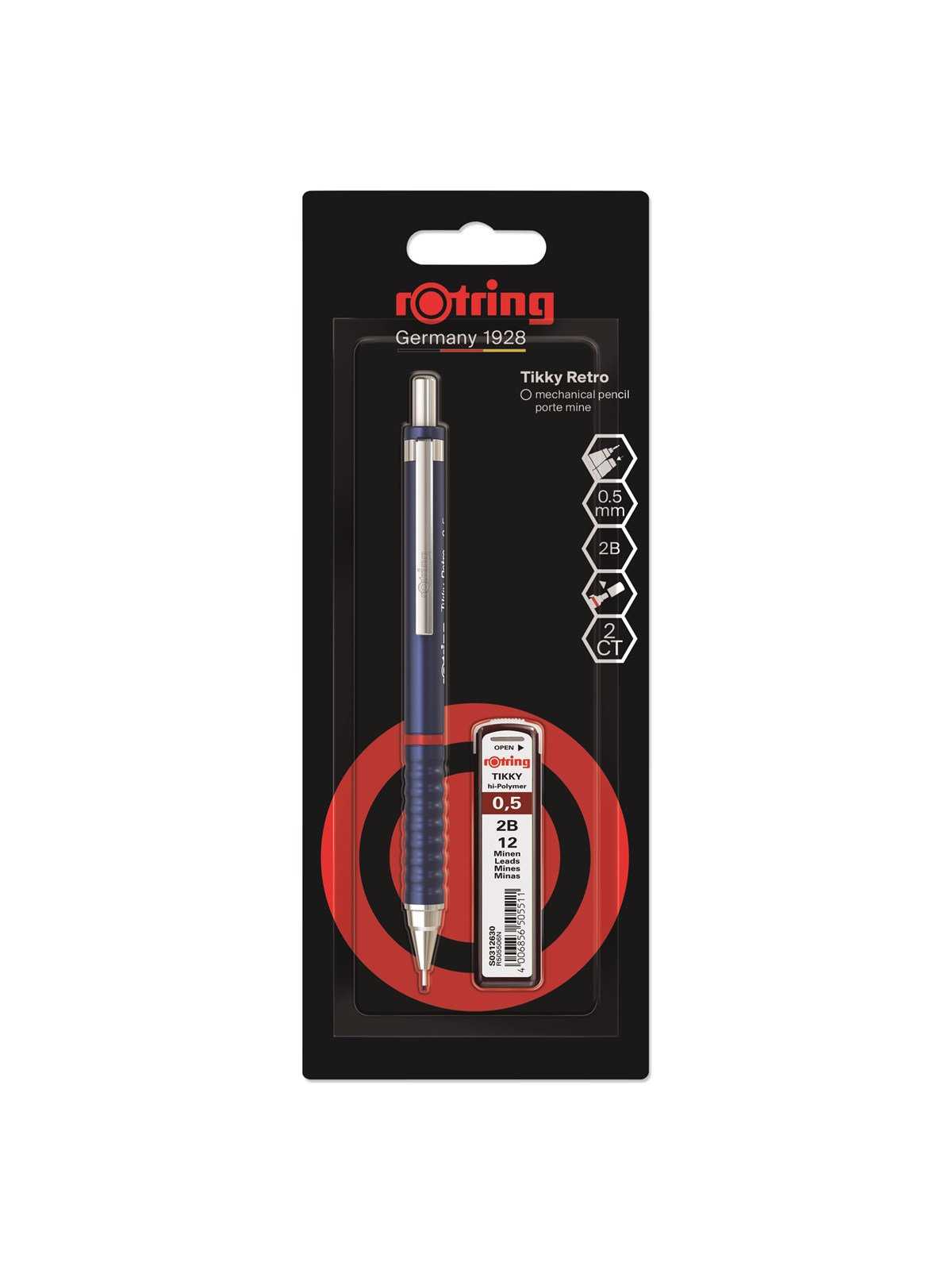 Rotring Tikky Retro Mechanical Pencil Set | 2B lead 0.5 mm | Blue Barrel