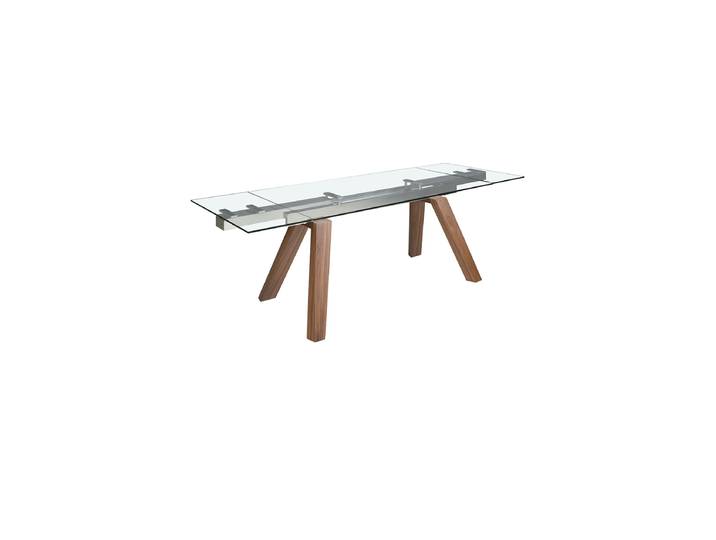 Ausziehbarer Design Esstisch „Titos“ 160-240 cm Nussbaum, Transparent, Silber Angel Cerdá
