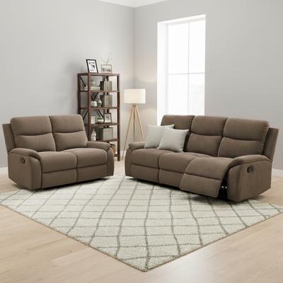 AC Pacific Ronald Transitional Faux Leather Reclining Living Room Sofa Set