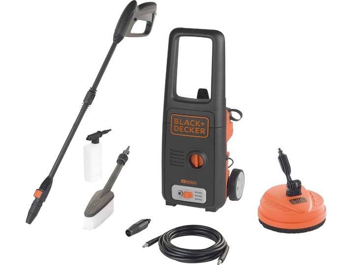 BLACK+DECKER Nettoyeur haute pression BXPW1400PE Nettoyeur de surface 8 accessoires 1400W 110 Bar 390 l/h