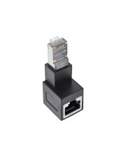 InLine RJ45 Adapter Cat.6A Stecker / Buchse 90° nach unten gewinkelt Schwarz (69991B)