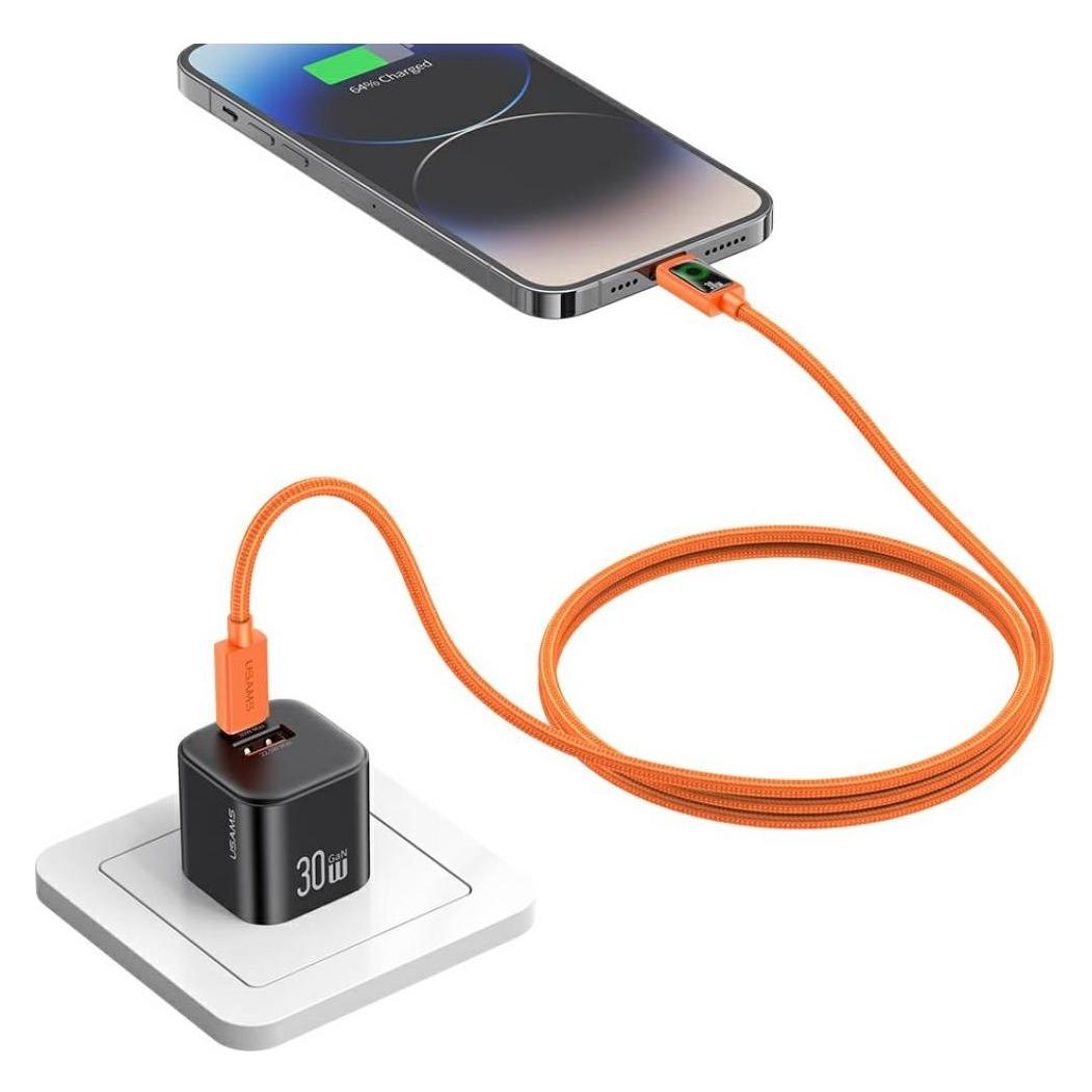 Usams Cable SJ774 PD 30W USB-C/Lightning 1.2m orange (1.20 m, USB 2.0, 30 W) (SJ774USB02)