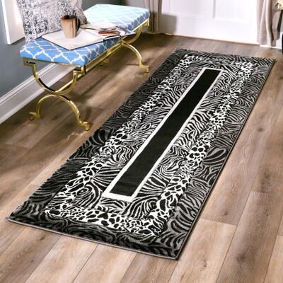 MDA Rugs Orelsi Black/Grey Polyester Area Rug
