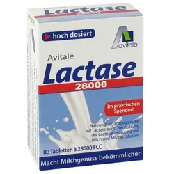 LACTASE 28000 FCC Tabletten im praktischem Spender. Vegan 80 St