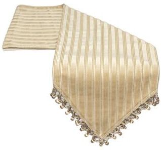 Austin Horn Classics Fancy vertical stripe European Imported cut-velvet jacquard table runner with fancy trim