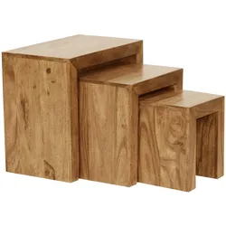 WOHNLING WL1.440 Satztisch MUMBAI (3er Set) Massivholz Akazie 30 cm x 45 cm x 50 cm