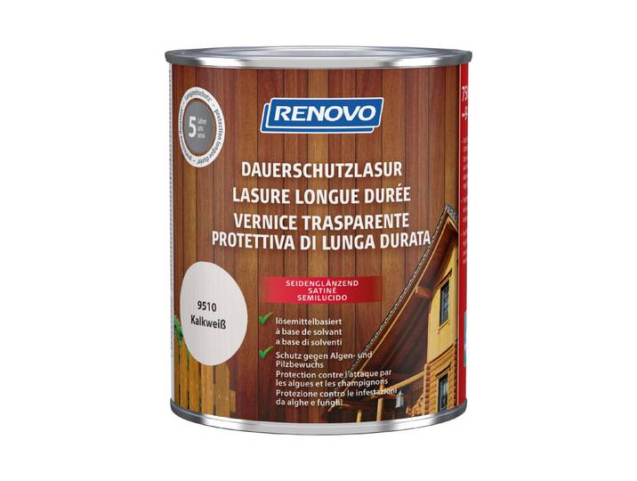 Renovo Dauerschutzlasur Kalkweiss 0.75 l Seidenglanz