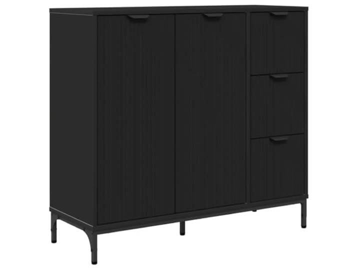 Coespram Sideboard Schwarz 89,5x33x82 cm Holzwerkstoff Kommode Vielseitiger Schrank für Wohnzimmer und Flur mit 3 Schubladen, 2 Türen und integriertem Wandbefestigungsset.