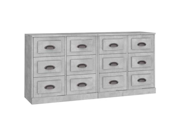 HGFDVCMR Sideboard 2er Set Betongrau Kommode Holzwerkstoff 70x35.5x67.5 cm Stilvolles 2er-Set Beistellschränke in Beton-Optik für Wohnzimmer und Schlafzimmer, mit viel Stauraum und robuster Ablage.