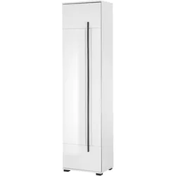 SCHUHSCHRANK weiß Hochglanz 50 x 200 cm, Stauraumschrank mit 6 Fächern