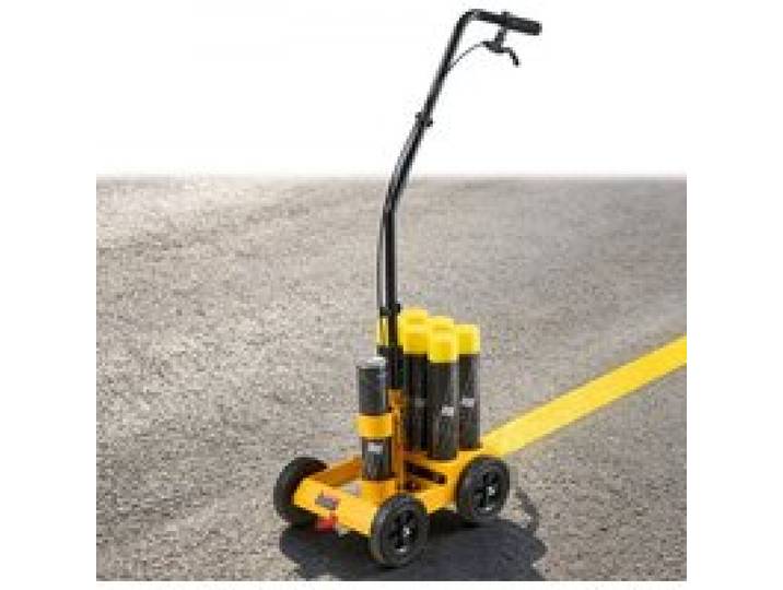 VEVOR Chariot de Marquage de Ligne à 4 Roues, Capacité 6 Bombes, Jaune, Largeur de Bande Réglable 50-100 mm, Machine de Marquage Routier Manuelle en Acier, avec Buse d'Adaptation, pour Sol de Parking