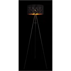 Globo, Stehlampe, Stehlampe SUNNA, Metall schwarz, Samt schwarz, 15334S (E27)