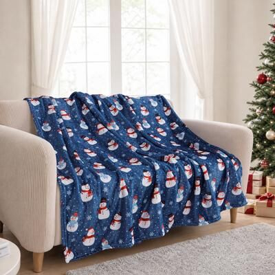 Awesome Home Holiday Snowman Plush Throw