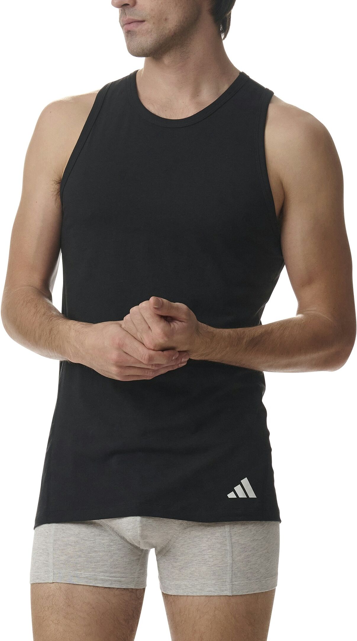 Tanktop ADIDAS SPORTSWEAR "Active Flex Cotton Ergonomic", Herren, Gr. L, schwarz (000, schwarz), Single Jersey, Obermaterial: 95% Baumwolle, 5% Elasthan, unifarben, normal hüftbedeckend, Rundhals, Tops Tanktop, mit belüfteter Netzpasse am Rücken, elastisc