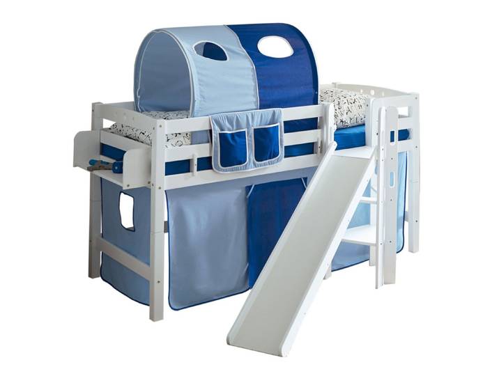 Ticaa Hochbett Hochbett mit Rutsche Podestbett Tino Buche Weiß