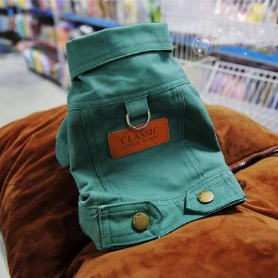 Inspired Finds DenimWalk Dog Denim Overall With D Ring Stylish Leash Ready Jacket For Small & Medium Dogs green s