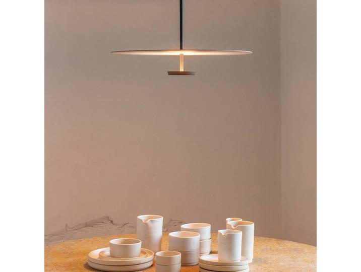 Vibia Designer Hängelampe Flat, dimmbar, alu / grau / zink, für Wohn- / Esszimmer, Metall, Modern, Pendelleuchte