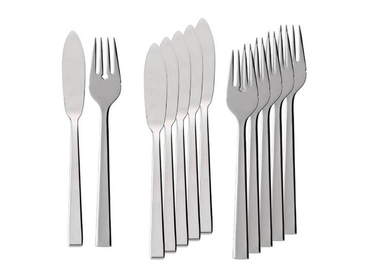 Villeroy & Boch Fischbesteck Victor silber 12-tlg., Silberfarben, Metall, Besteck, Besteck-Sets