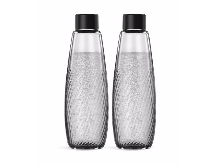 Sodastream DUO Riffled 1L TP DUO/E-DUO Glasflasche – Wassersprudler Zubehör – schwarz