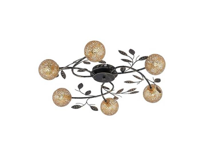 Lucande Deckenlampe Evory (Florentiner) in Schwarz aus Metall (6 flammig, G9) - Florentiner Deckenleuchte Lampe Wohnzimmerleuchte