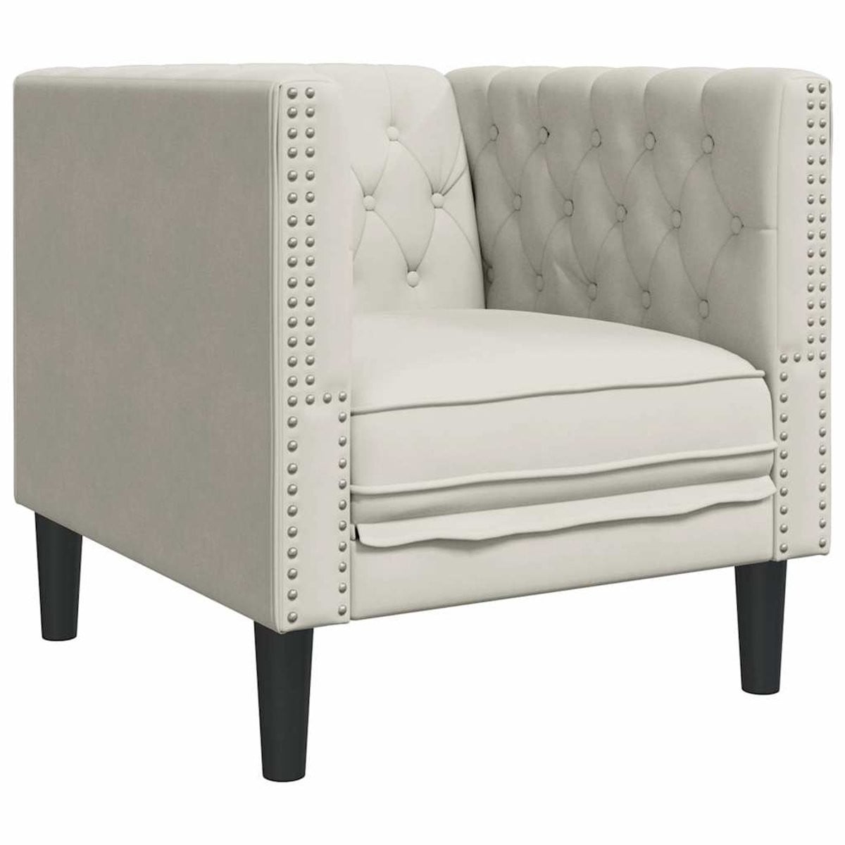 vidaXL Chesterfield-stijl fauteuil van fluweel in crèmekleurig