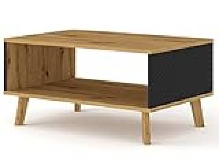 BB Loisir Table Basse Chêne Artisan/Noir Mat fraisé 90x60cm avec étagére de Haute qualité modèle Luxi
