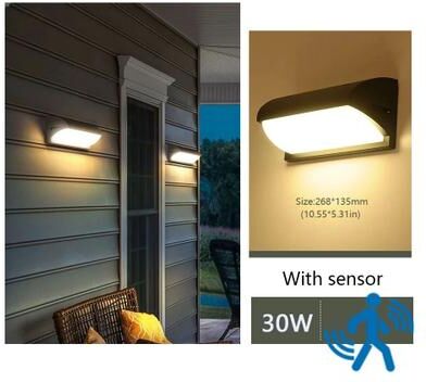 Uplifted Finds LED Outdoor Wall Light Waterproof Motion Sensor Security Porch Garden Light warm White 30 W Motion Sensor