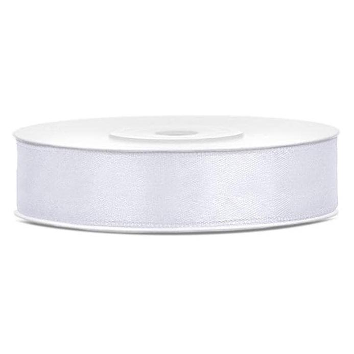 Partydeco Satinband 1.2 cm x 25 m, Weiss (30x) (TS12-008-KARTON)