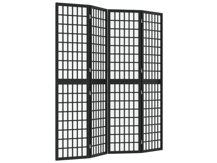 vidaXL Paravent 4-teilig Japanischer Stil Faltbar 160/170 Cm Schwarz, Holz, Tanne, Rechteckig, 160x170x0.1 cm, Wohnzimmer, Raumteiler, Raumtrenner