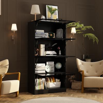 Timechee Sleek Aluminum Cabinet with Four Doors and Adjustable Strip Lights