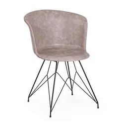 Esszimmerstuhl Loft, Kunstleder und Metall, modern, Beige Schwarz, komfortables Design für Dein Zuhause