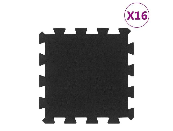 vidaXL Bodenfliesen aus Gummi 16 Stk. Schwarz 16 mm 30x30 cm
