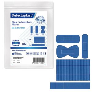 Detectaplast Pflaster Elastic Mix, 84 Strips, detektierbar, elastisch, sensitiv, 5 Größen