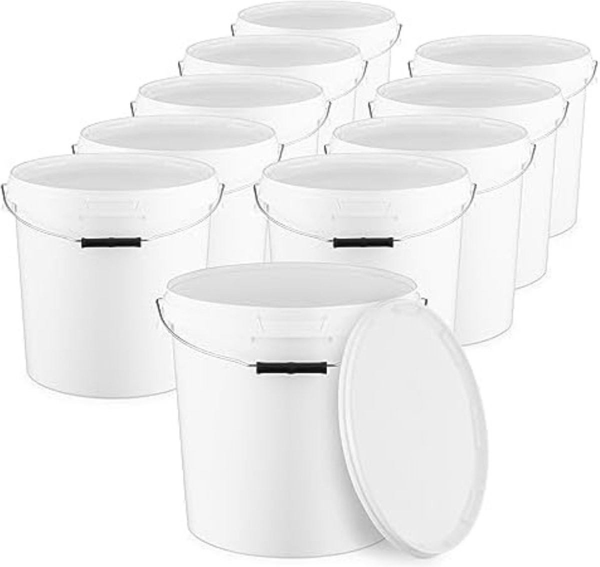 Witte plastic emmer met deksel van 20 liter