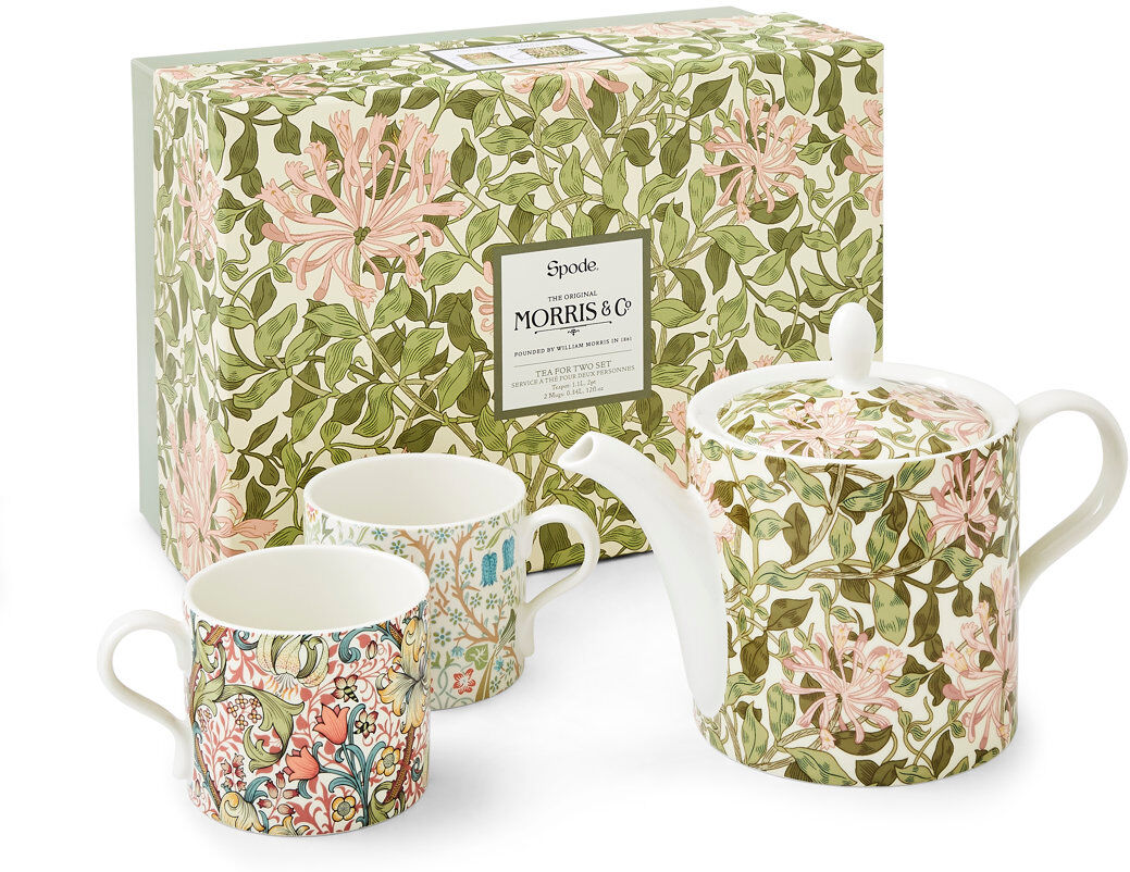 The Original Morris & Co. - Teapot and Mugs Set, Service for 2 Pink;Green;Brown 1.1ml